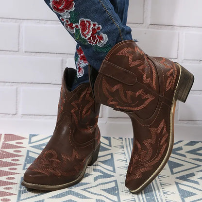 Elegante Stiefeletten Frauen Western Style