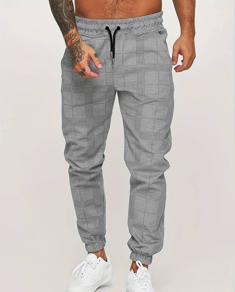 Elastische Herren Jogger Hose Kariert - IdealeKleiden