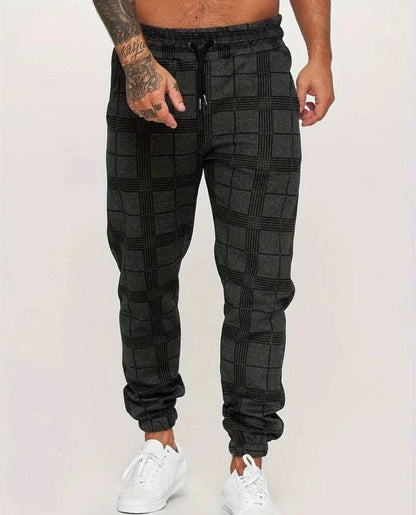 Elastische Herren Jogger Hose Kariert