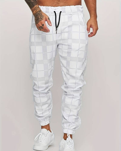 Elastische Herren Jogger Hose Kariert