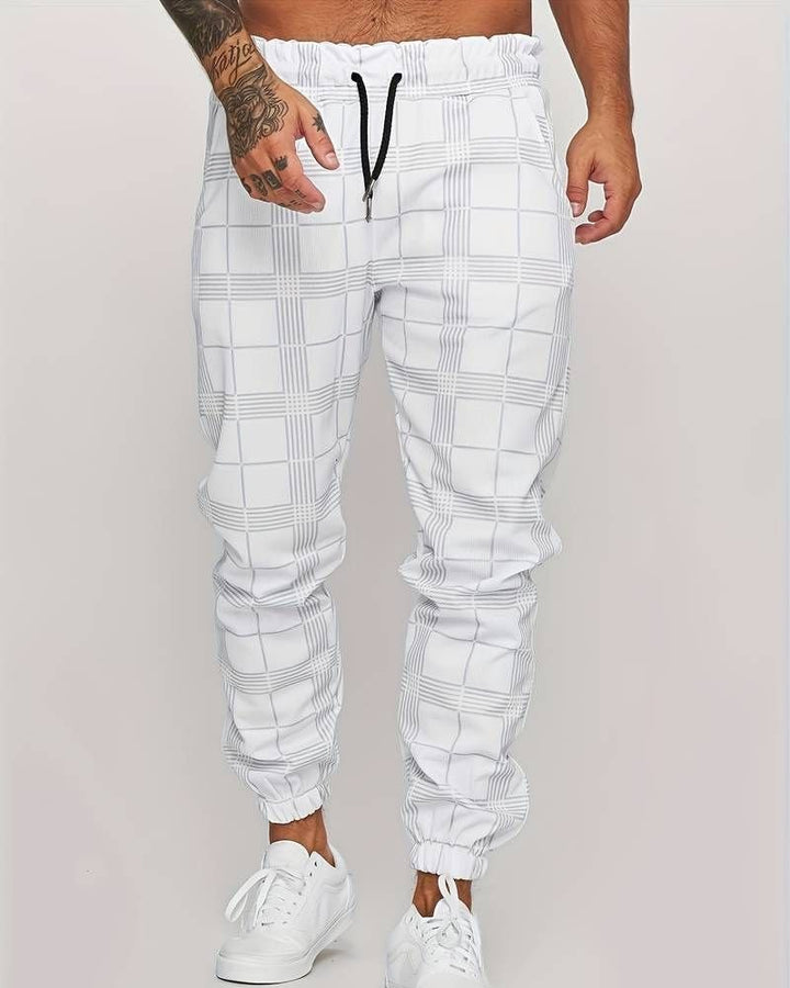 Elastische Herren Jogger Hose Kariert
