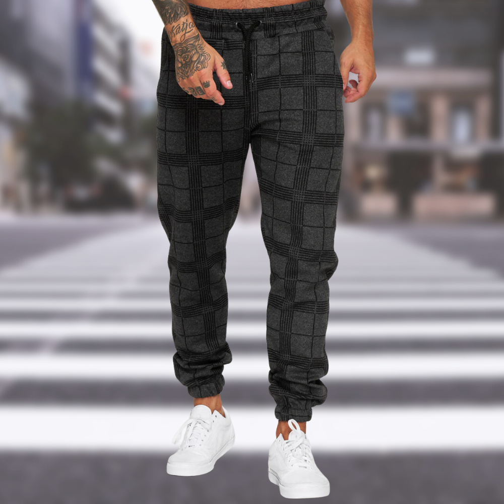 Herren Jogger Hose Kariert Elastisch - IdealeKleiden