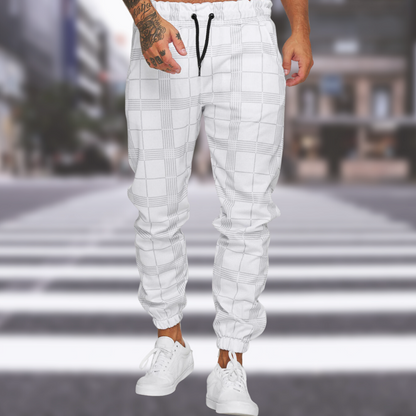 Herren Jogger Hose Kariert Elastisch