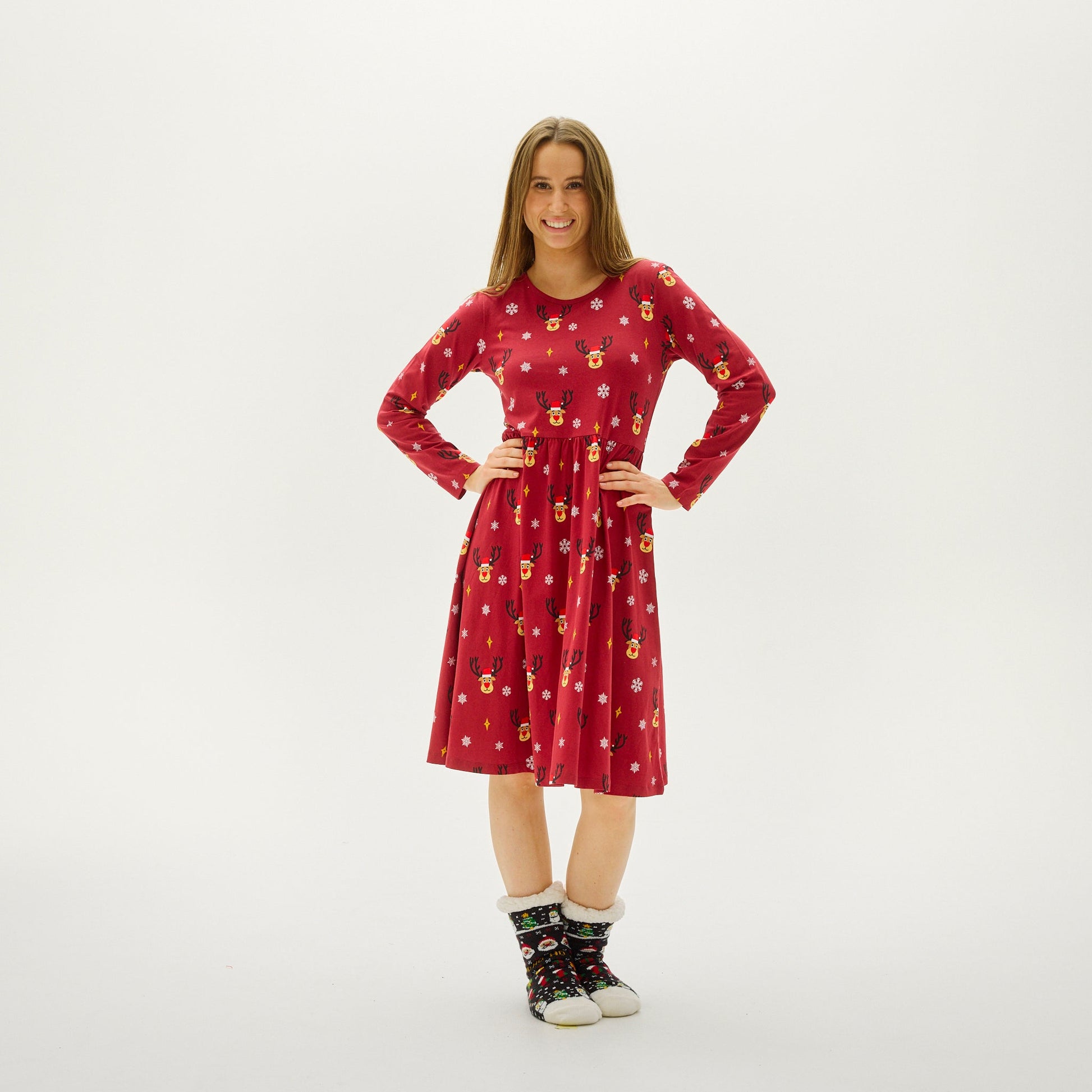 Weihnachtskleid Frauen Rot Elegant - IdealeKleiden