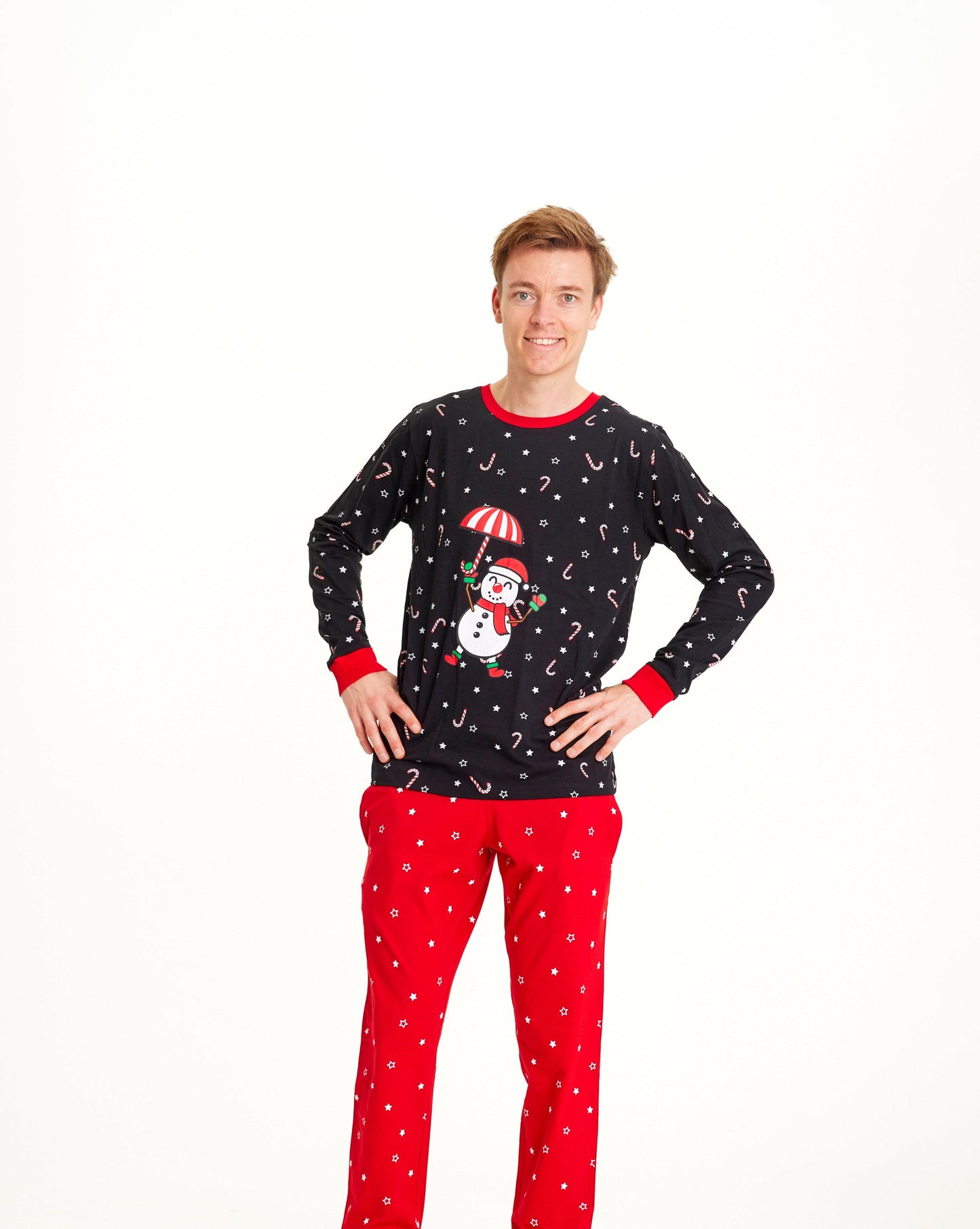 Weihnachtspyjama Herren Schneemann Winter Design - IdealeKleiden