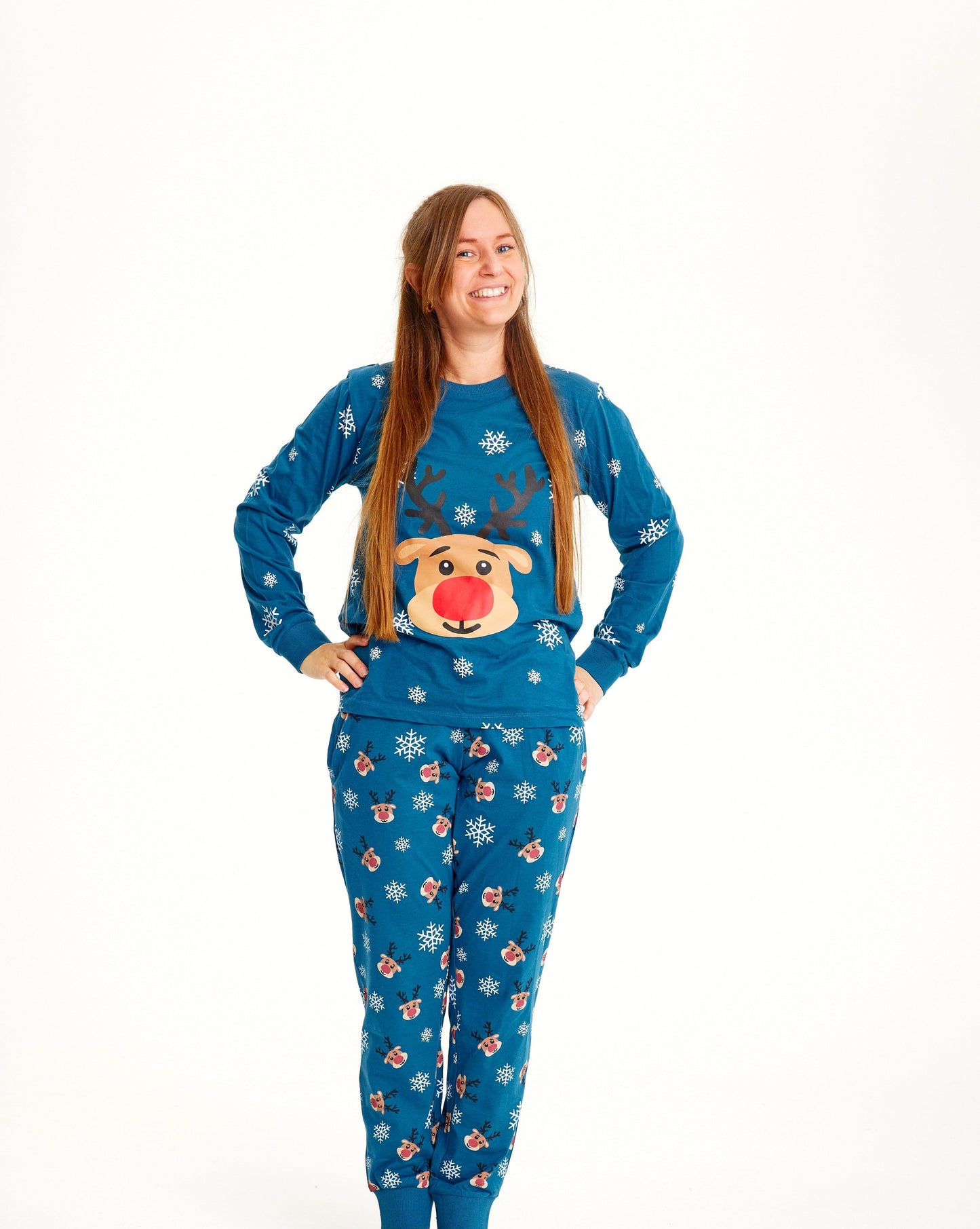 Weihnachtspyjama Blau Damen Christmas Mode - IdealeKleiden