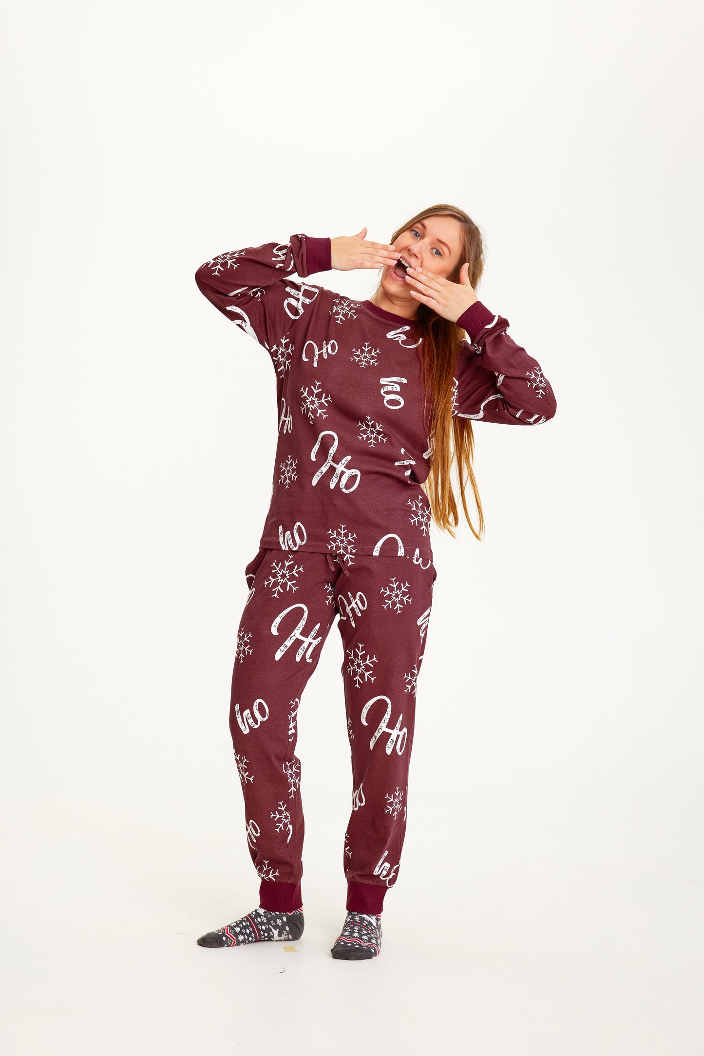 Weihnachtspyjama Damen Rot Weich - IdealeKleiden