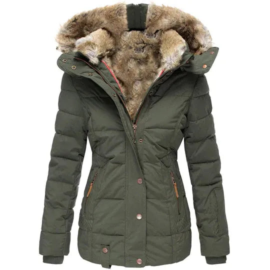 Damenmantel Fellkapuze Winterlook Elegant
