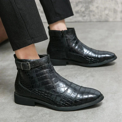 Herren Stiefel Chelsea Leder Elegant Schwarz