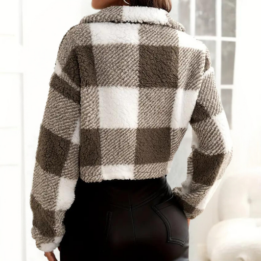Moderne Damenjacke Herbst kariert Stilvoll - IdealeKleiden