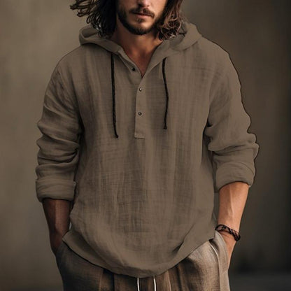 Leinen Kapuzenpullover Locker Geschnitten Herren