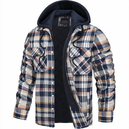 Karierte Herrenjacke Gesteppt Warm Zip-Up