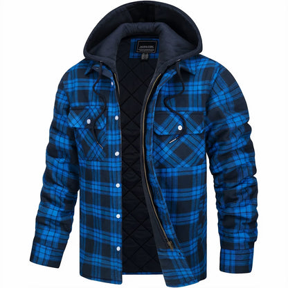 Karierte Herrenjacke Gesteppt Warm Zip-Up
