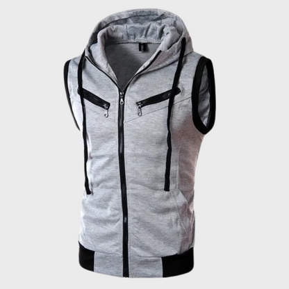 Herren Hoodie Ärmellos Sportlich Zip Up