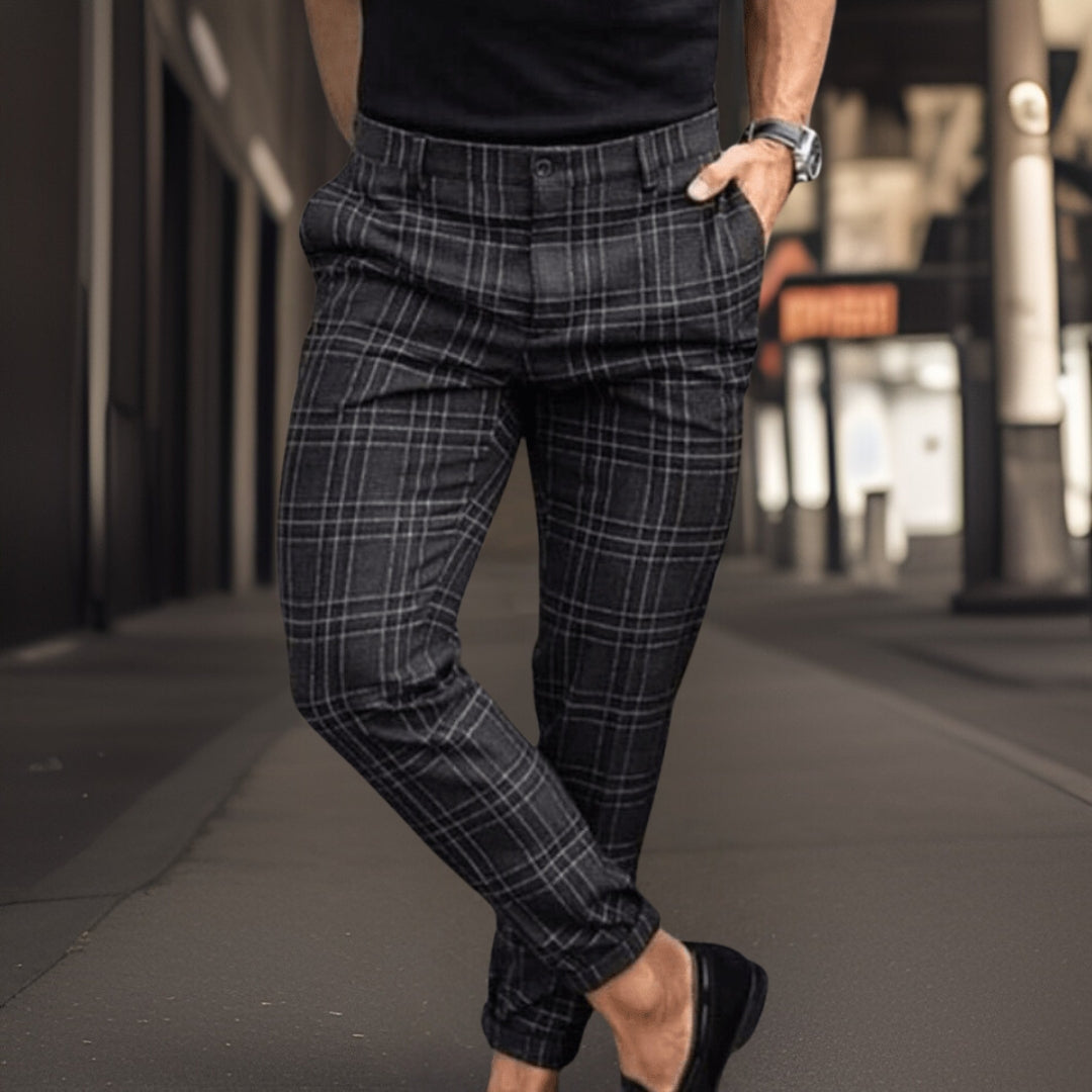 Herren Chino Hose Slim Fit Schottenkaro - IdealeKleiden