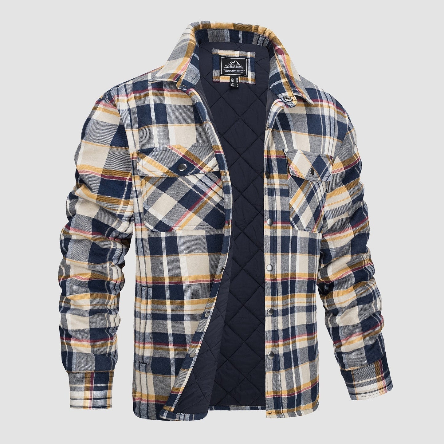 Karierte Herrenjacke Gesteppt Modern