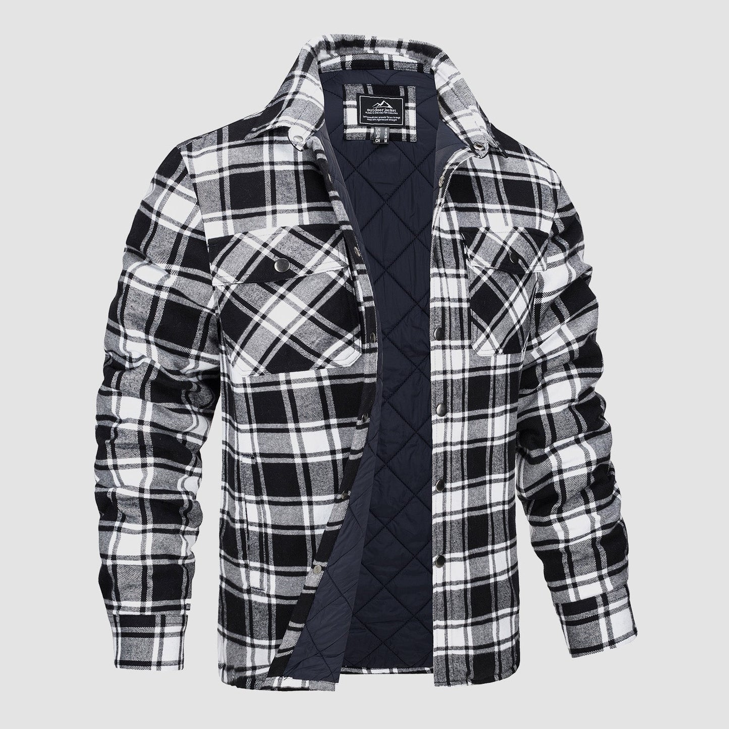 Karierte Herrenjacke Gesteppt Modern