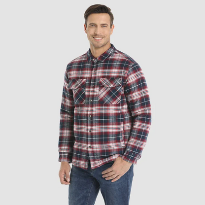 Herren Flanell Jacke Kariert Zugeknöpft - IdealeKleiden