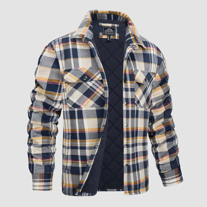 Herren Flanell Jacke Kariert Zugeknöpft