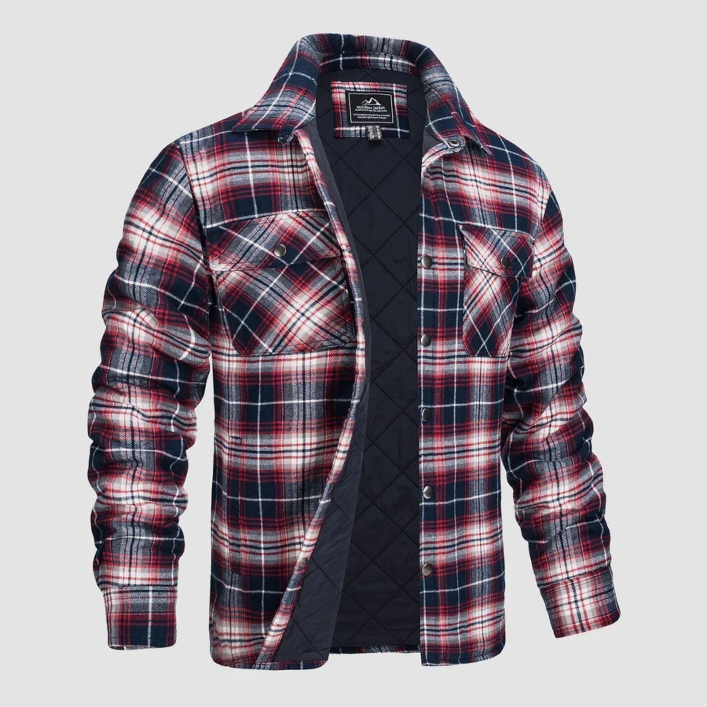 Herren Flanell Jacke Kariert Zugeknöpft