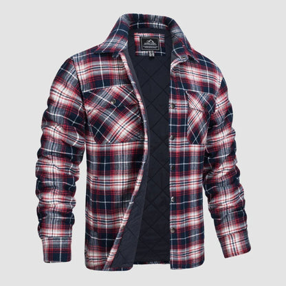 Herren Flanell Jacke Kariert Zugeknöpft