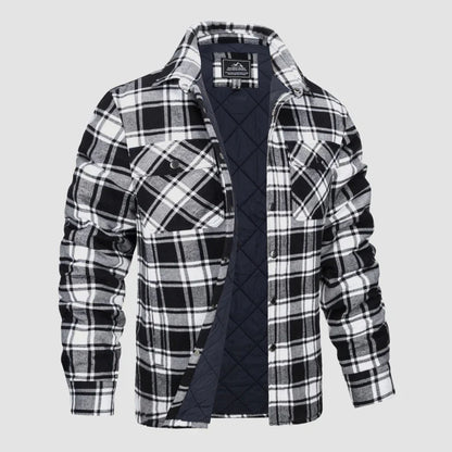 Herren Flanell Jacke Kariert Zugeknöpft
