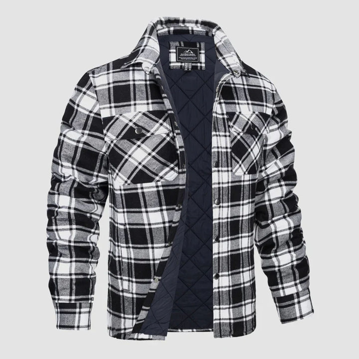 Herren Flanell Jacke Kariert Zugeknöpft