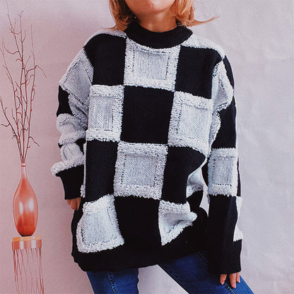 Stylischer Patchwork Pullover Freizeitlook