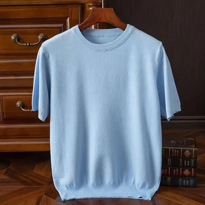 Kaschmir T-Shirt Kurzarm Herren Stricktop