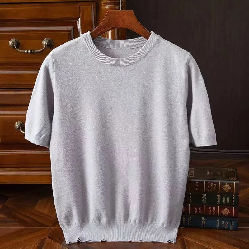 Kaschmir T-Shirt Kurzarm Herren Stricktop
