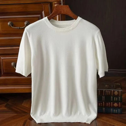 Kaschmir T-Shirt Kurzarm Herren Stricktop