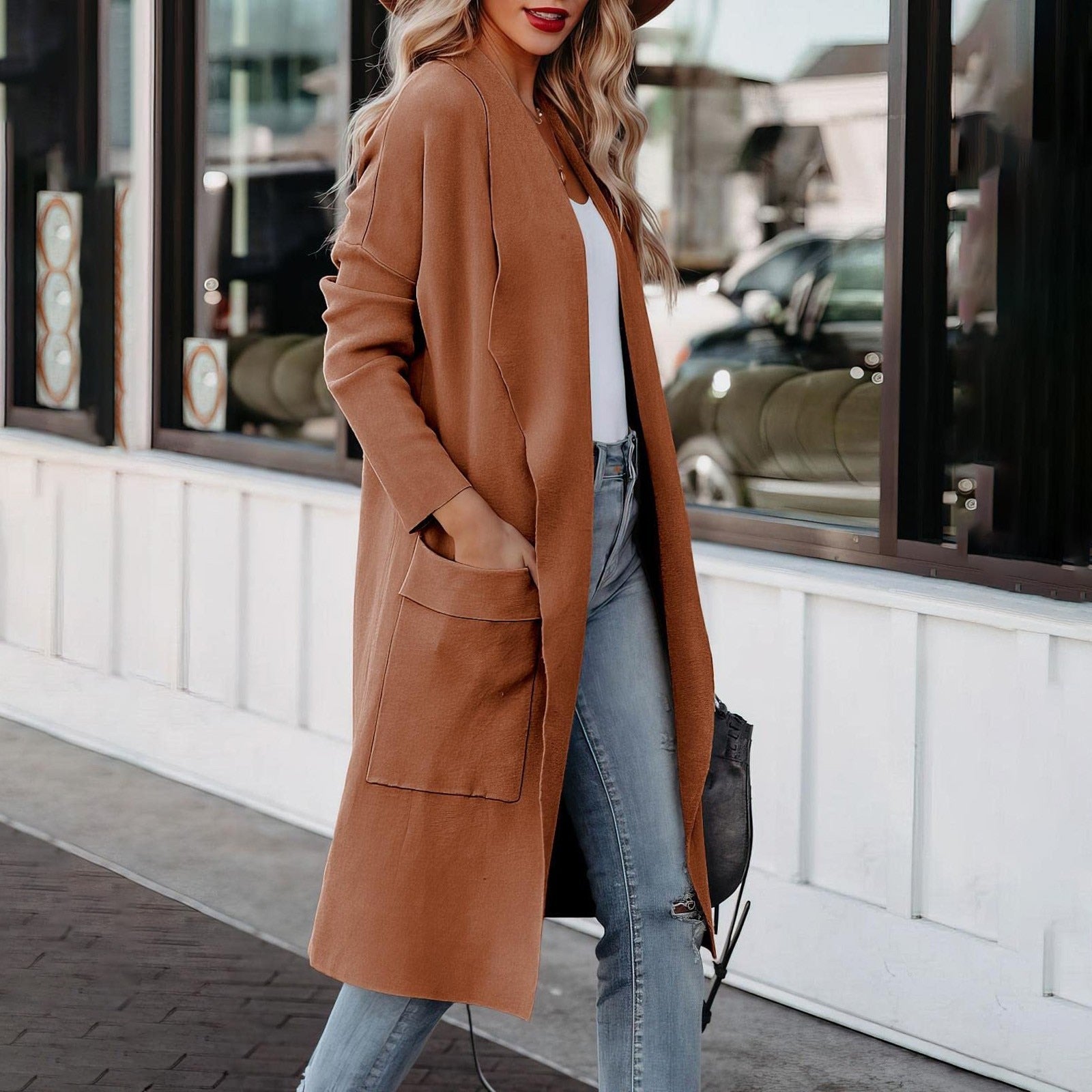 Elegante Strickkleidung Winter Wildlederlook - IdealeKleiden