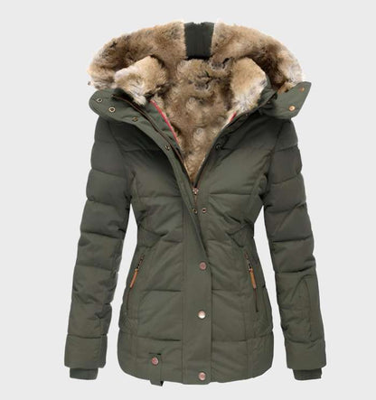 Elegante Damen Winterjacke Slim Fit Kapuze