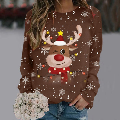 Weihnachtspullover Damen Weich 3D Rentier Design