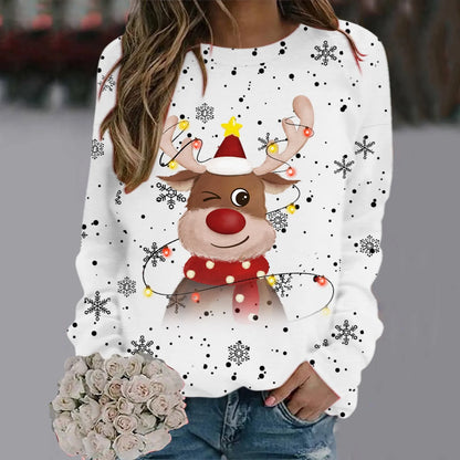 Weihnachtspullover Damen Weich 3D Rentier Design