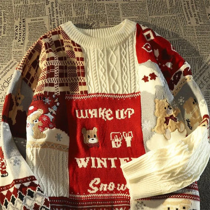 Weihnachtspullover Langarm Warm Stylisch