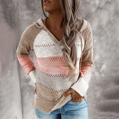 Lässiger Strickpullover mit Kapuze Modern und Bequem