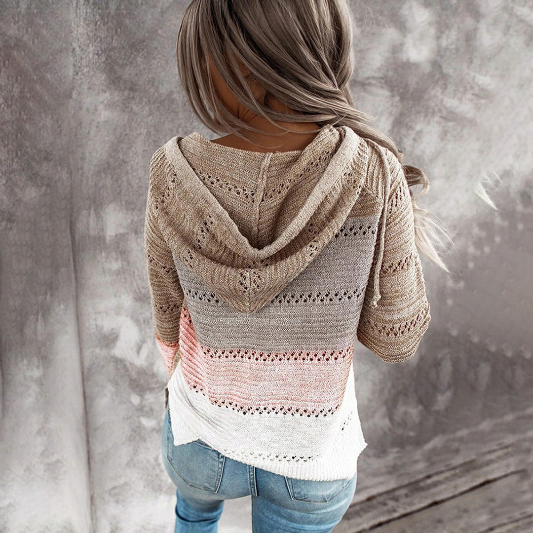 Lässiger Strickpullover mit Kapuze Modern und Bequem - IdealeKleiden