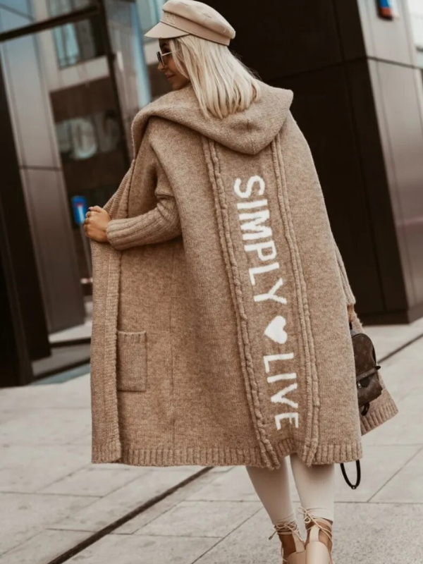 Kuschel Cardigan Lang Kapuze Weichwarm