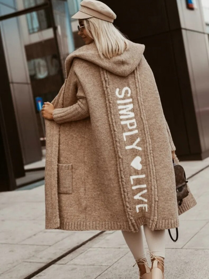 Kuschel Cardigan Lang Kapuze Weichwarm