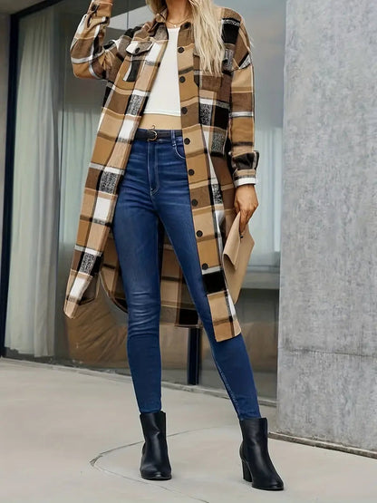 Karo Mantel Herbst Trend Lässig Elegant