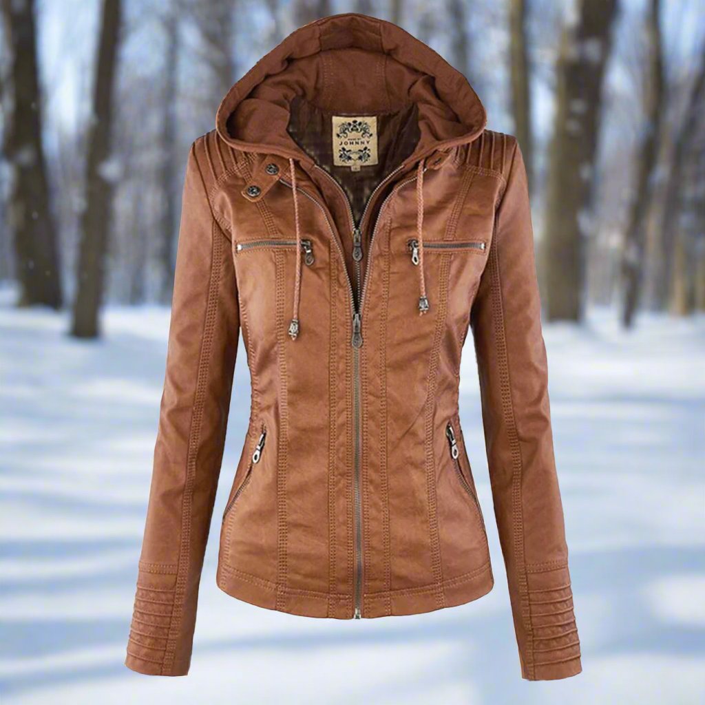 Mode Bikerjacke Slim Fit Kunstleder