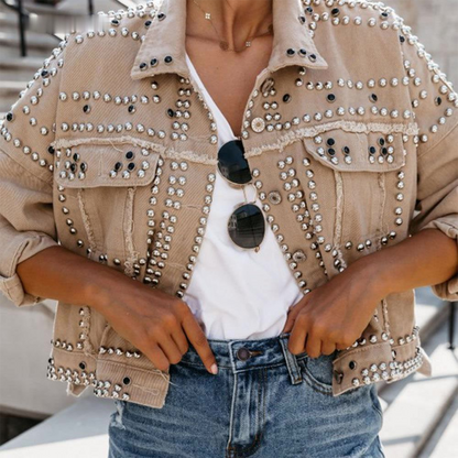Herbstjacke Damen Nieten Leder - IdealeKleiden