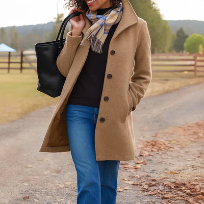 Elegante Damenjacke Mittellang Knöpfe