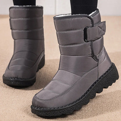 Wasserfeste Damen Winterstiefel Schwarz Pelzfußbett