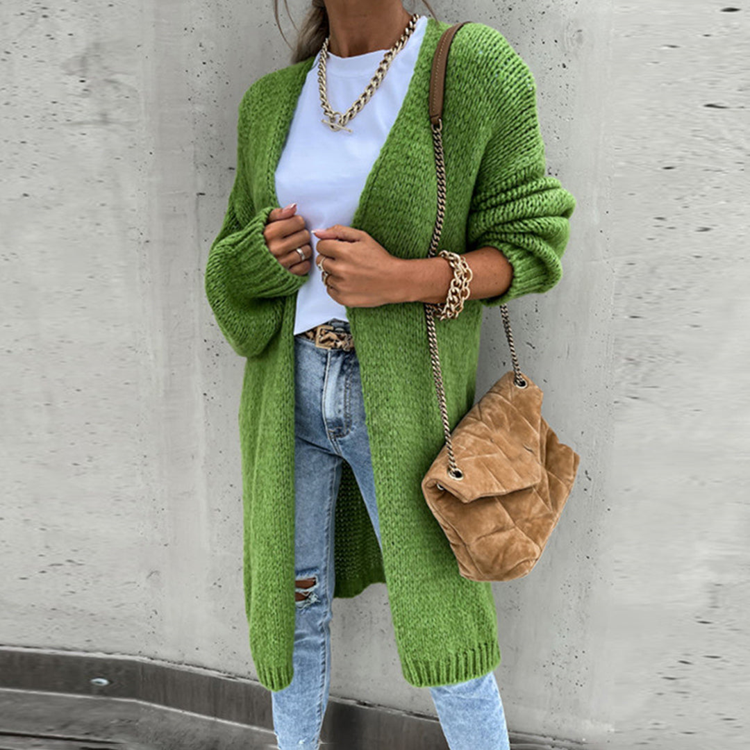 Damen Cardigan Langärmlig Offen Vorne