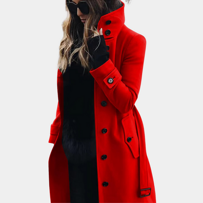 Eleganter Damen Wintermantel Doppelreihe Gürtel