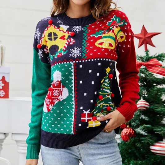 Weihnachtspullover Damen Frohe Festtagen Strick - IdealeKleiden