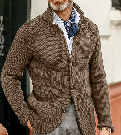 Herren Wollcardigan Dick Warm Knopf