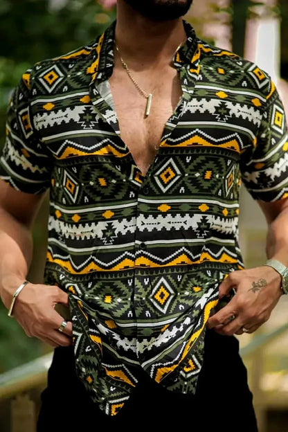 Herren Sommerhemd Kurzarm Bedruckt